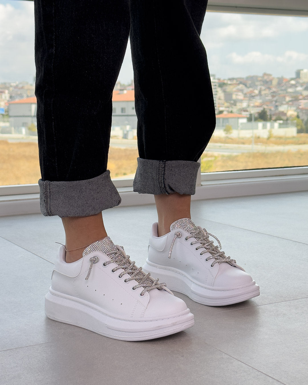 Passion Beyaz Taşlı Kadın Sneakers